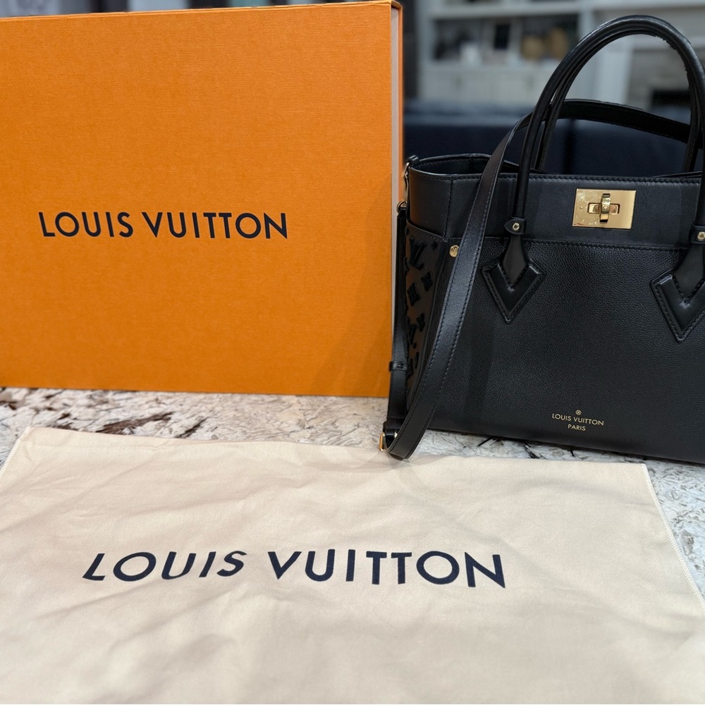 Louis Vuitton Black Satchel with Gold Hardware